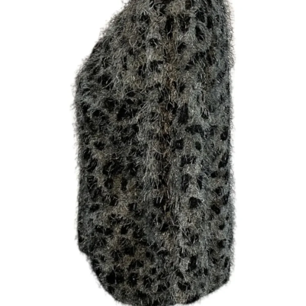 Vintage Isela Fuzzy Animal Print Cardigan Sweater In A Size Medium - Picture 5 of 15
